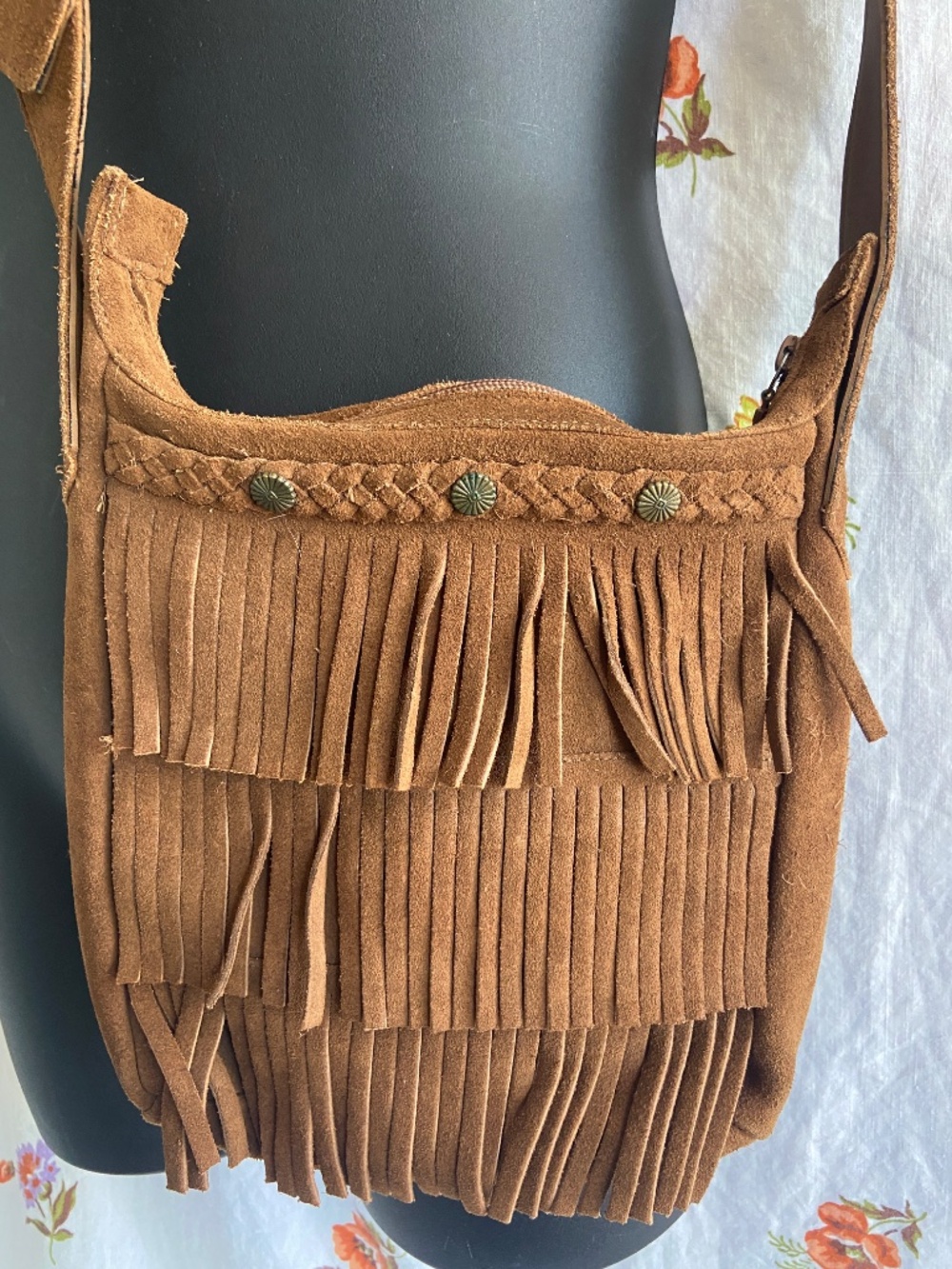 Minnetonka Crossbody Handbag Brown Suede Fringe Western Pouch Bag - Picture 2 of 12